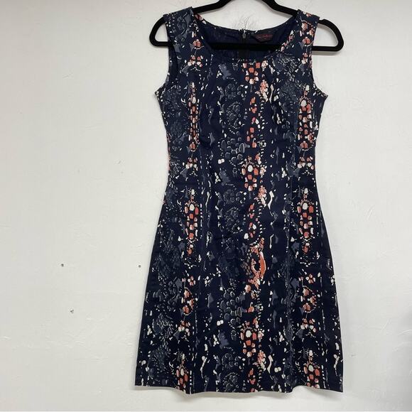 Miss Selfridge Blue Abstract Print Sleeveless Shift Dress Mini 10 - Picture 1 of 6